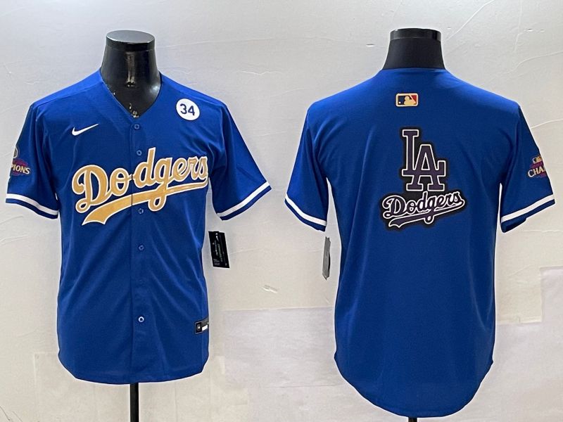 Men Los Angeles Dodgers Blank Blue Champion gold character 2025 Nike MLB Jersey style 23->los angeles dodgers->MLB Jersey